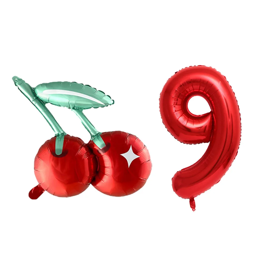 

2 шт. воздушные шары из вишневой фольги с 32-дюймовым красным воздушным шаром с цифрами для летней фруктовой тематики, украшение для детского дня рождения, детского душа, вечеринки