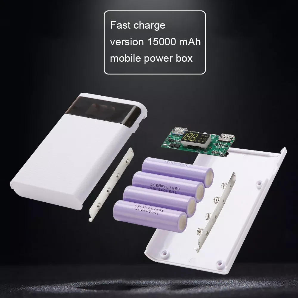 

Fast Charge 4x18650 Power Bank Case Battery Storage Box 5V 2A Dual USB Type C Android Micro USB Interface For Smart Phones