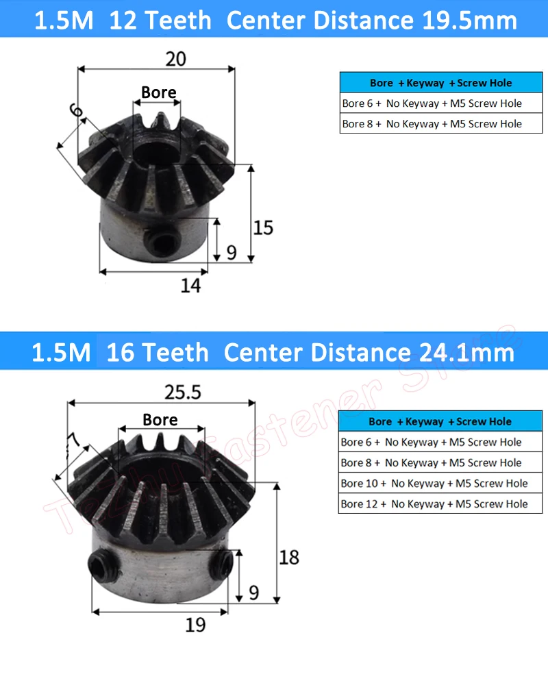 Коническая шестерня 1 5 м 12 16 18 20 25 30 зубьев Модуль 12T 16T 18T 20T 25T T 90 градусов