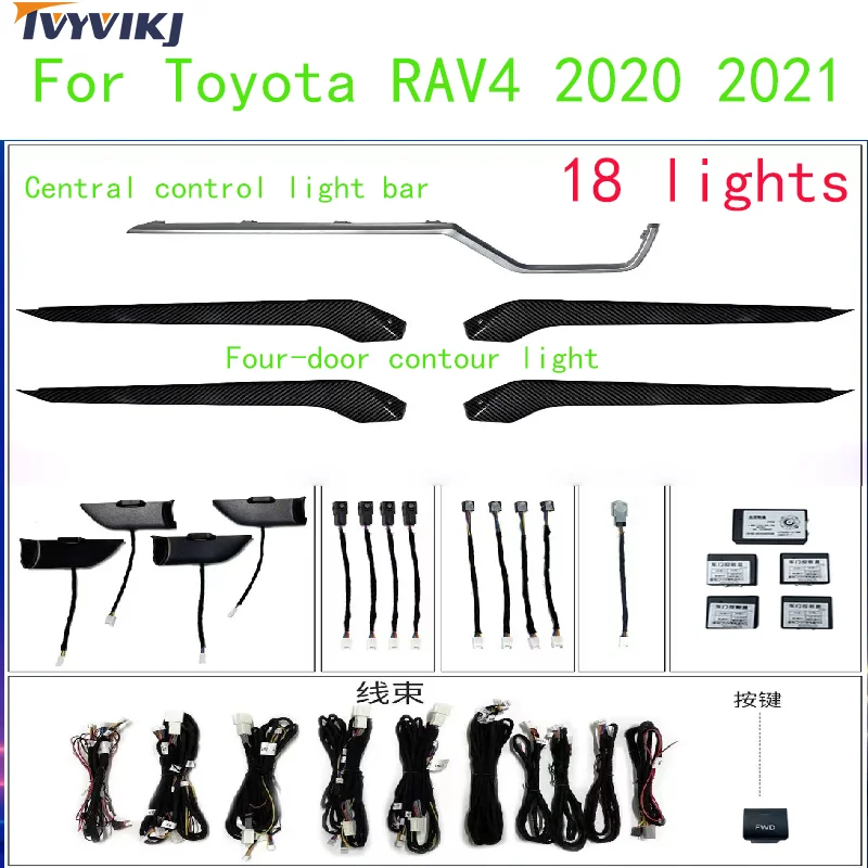 

TVYVIKJ For Toyota RAV4 2020 2021 Willanda Mould Trim 64 Colors Ambient Light (Button + APP Control)