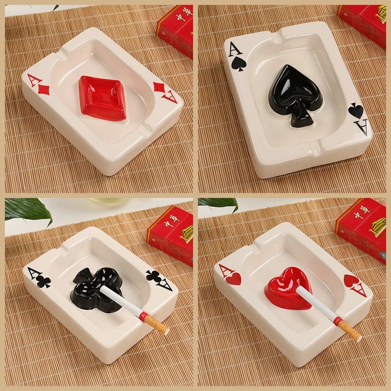 

European Poker Ashtray Red Heart A Porcelain cendrier cinzeiro Trend Household Merchandises Smoking Accessories kalpli sigara