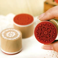 cute round wooden vintage lace pattern seal stamp diy decor stamp wooden rubber stamps for scrapbooking journal diary stationery