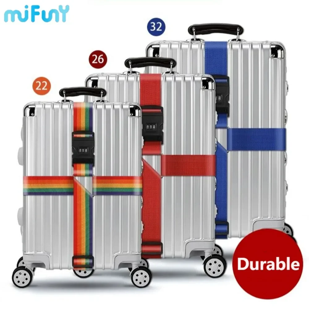 

MIFUNY Suitcase Packing Belt Travel Luggage Strap with TSA Combination Lock Name Card Adjustable Abroad Binding Straps 2023 New