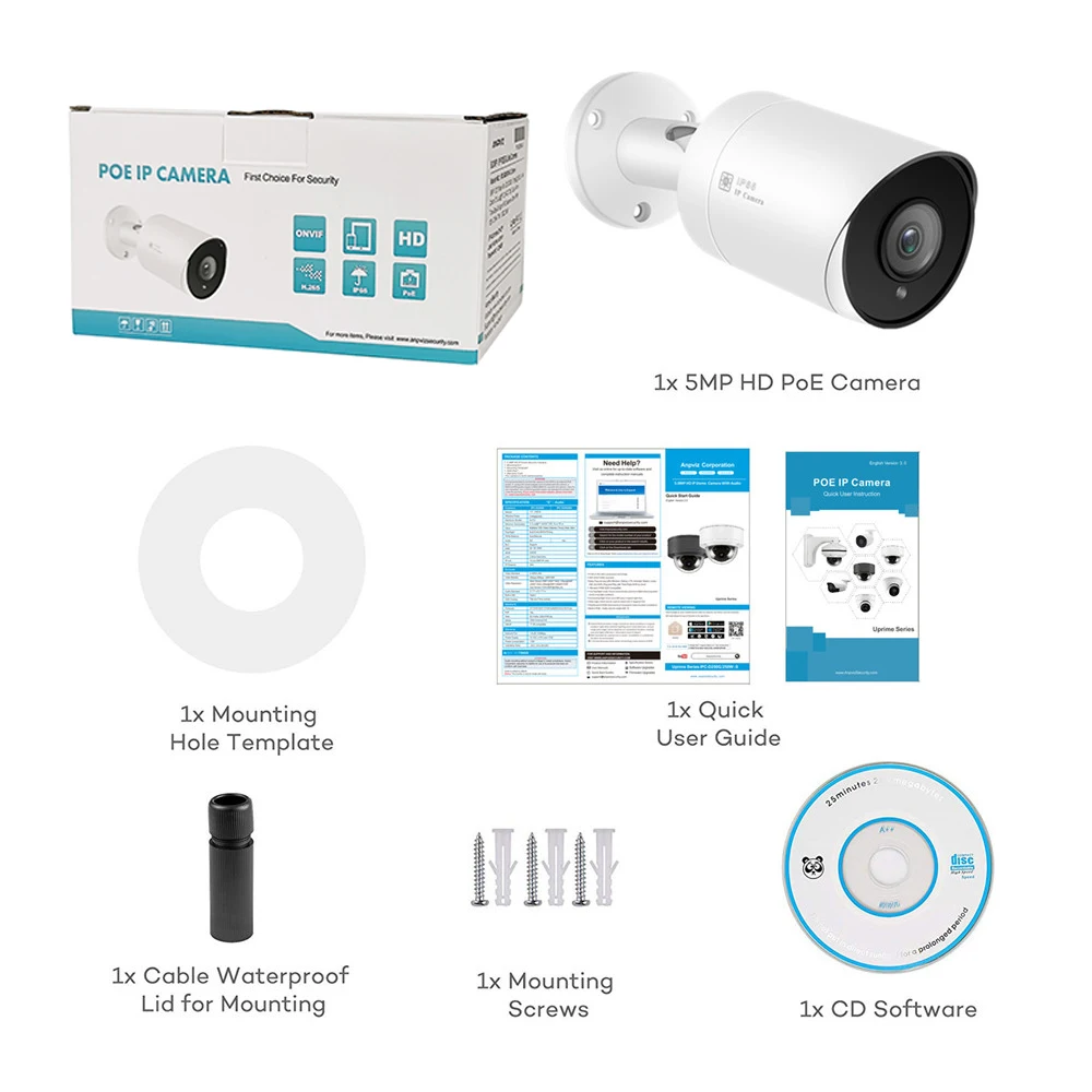 UniLook 5MP Bullet POE IP-камера SD-карта Наружная камера видеонаблюдения Onvif IP66 H.265