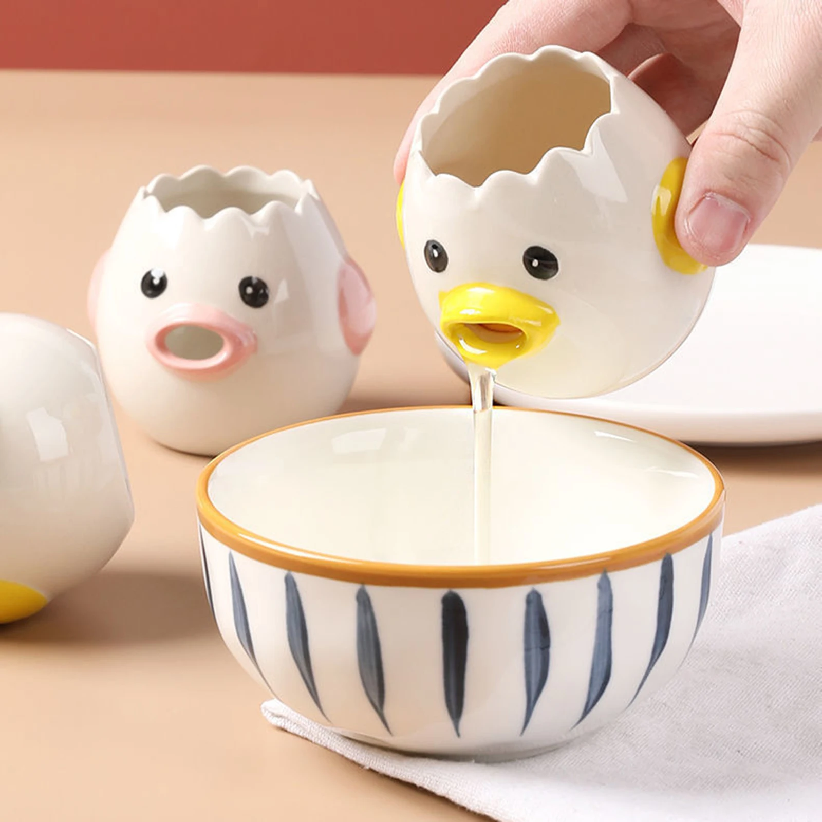 

Egg White Separator Cute Ceramic Egg Yolk Protein Separator Egg Filter Kitchen Baking Tools Egg Divider Sieve Seperator