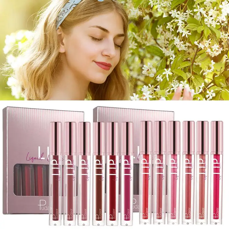 

Матовая жидкая губная помада 6 шт., пигментированный блеск для губ, стойкая блестящая глазурованная губная помада с антипригарным стаканом, набор водостойких бархатных помад