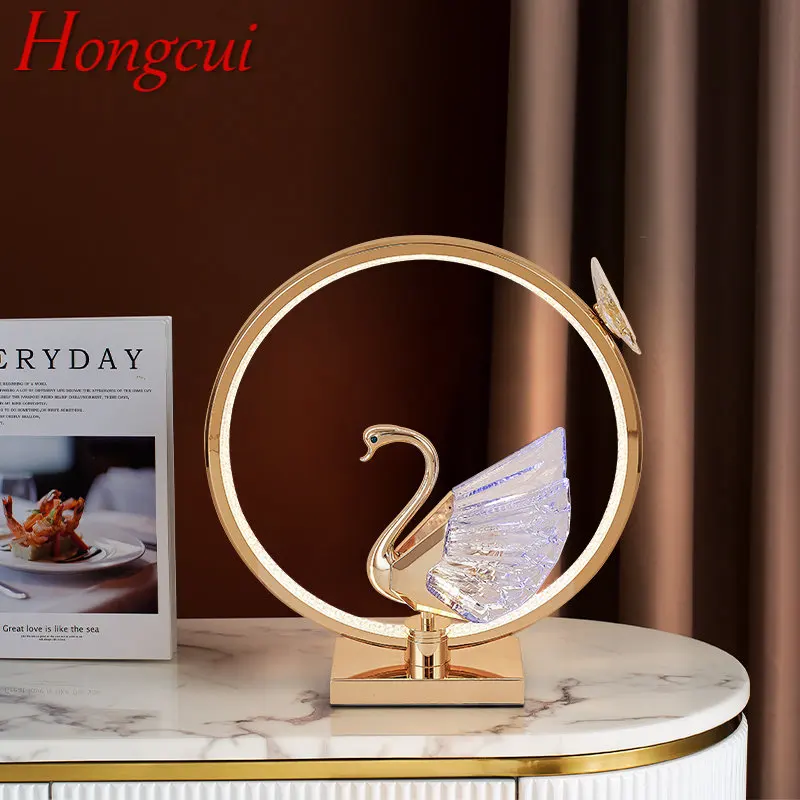 

HONGCUI Modern Golden LED Swan Table Lamp Creative Design Desk Light Decor For Home Living Room