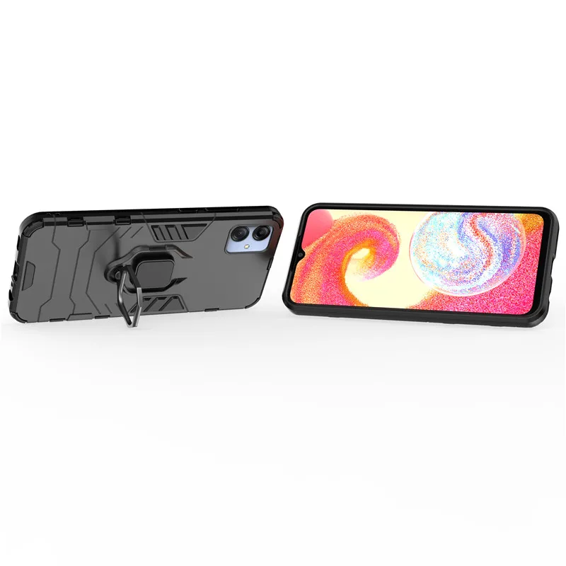 For Samsung Galaxy A04E Case 6.5 inch Hard Armor Finger Ring Protective Bumper Galaxy A03 A04s A04 A04E Case Samsung A04E Cover