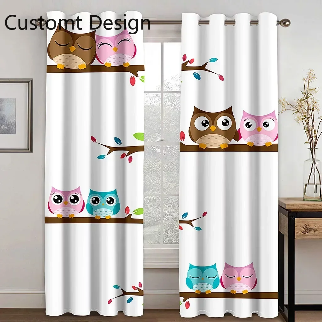 

Cheap Kids Cartoon Owl Cute Baby Girls Boy Children's 2 Pieces Free Shipping Thin Curtains for Living Room Bedroom Window Decor