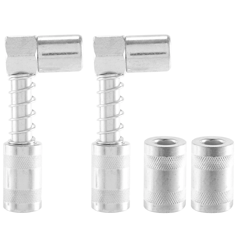 

4 Pieces 90 Degree Grease Coupler Adapter With Sleeves,3 Jaw Angle Grease Fitting Tool For Truck Auto Or Industrial Use