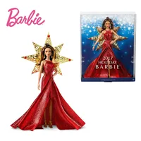 Barbie 2017 Holiday Teresa Doll Brunette with Red Dress Anime Fashion Stand Model Girls Dressup Toys Collection Decoration Gifts