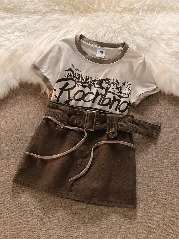 2024 модный универсальный костюм в стиле ретро короткий топ на шнуровке для