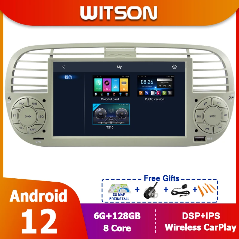 7 Inch Android 12 Radio Car GPS Navigation Multimedia Player for FIAT 500 2Din Car Radio Stereo Autoaudio Buit In FM DPS WIFI BT