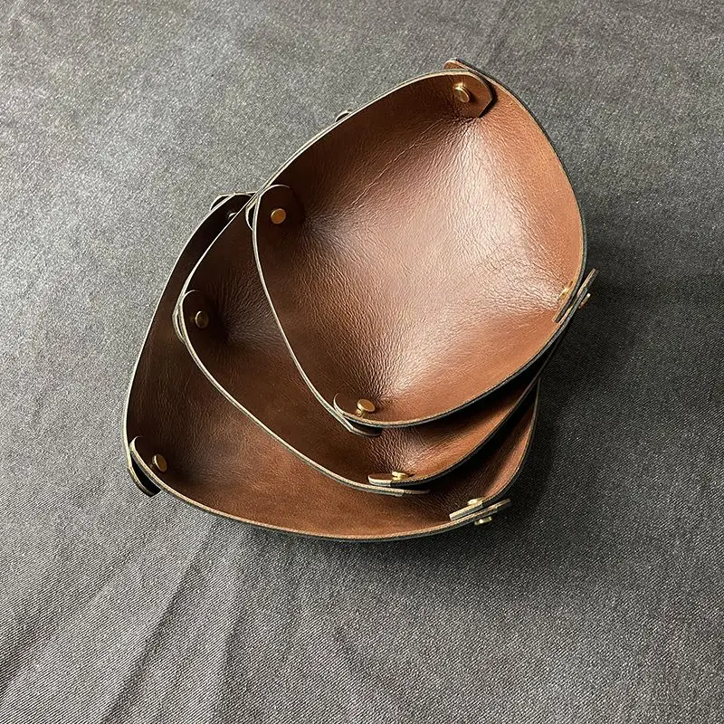 Квадратный лоток для хранения из натуральной кожи Двойная кожаная пластина