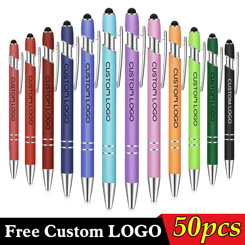 

50 Pcs Metal Business Ballpoint Universal Drawing Touch Screen Stylus Pen Custom Logo School Office Supplies Free Engraved Name