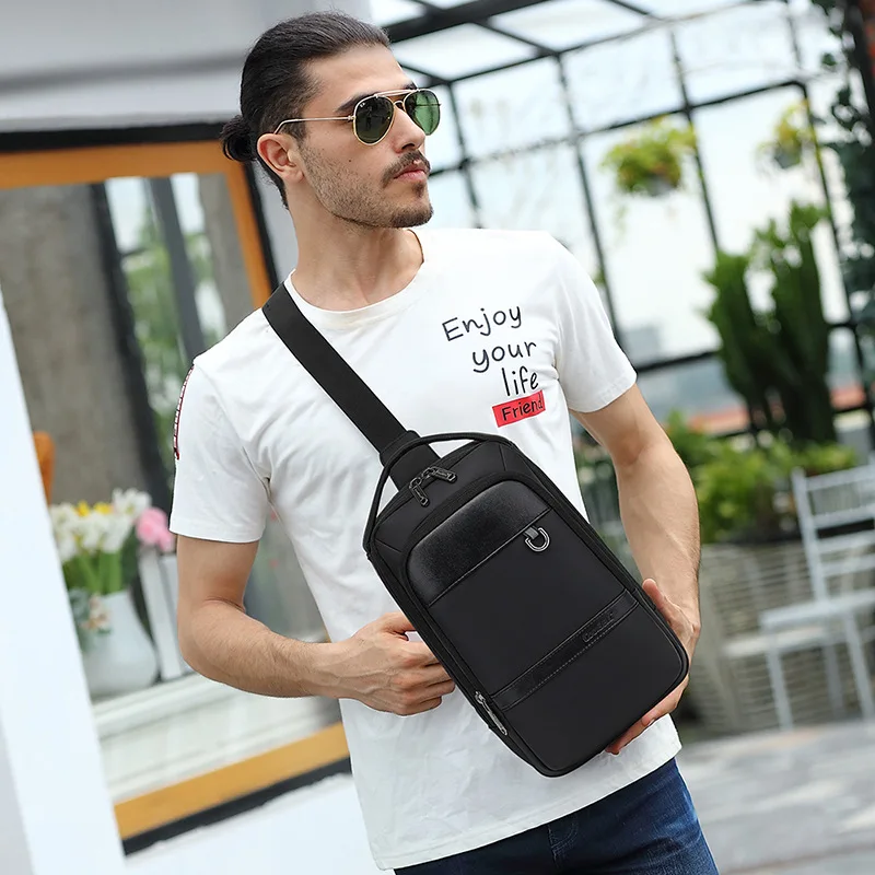 Multi-function New Men's Chest Bag Simple Casual Nylon Diagonal Shoulder Bag Waterproof Wear-resistant  Free Shipping