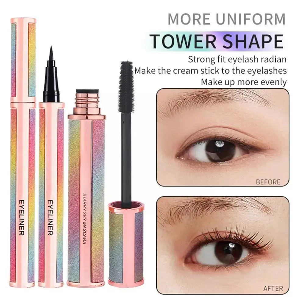 

4D Mascara Eyeliner Mascara Thick Curling Quickly Dry Eyelash Eyeline Smooth Sweatproof Makeup Cosmetics Natural Waterproof N0J1