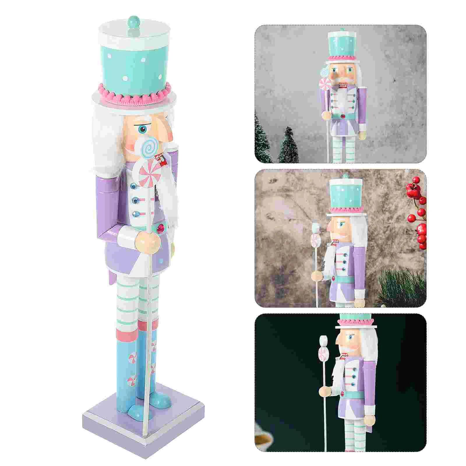 

Christmas Nutcracker Figurine Table Decoration Xmas Nutcracker Puppet Nutcracker Solider Model Wood Ornament 38x8.5x7.5cm