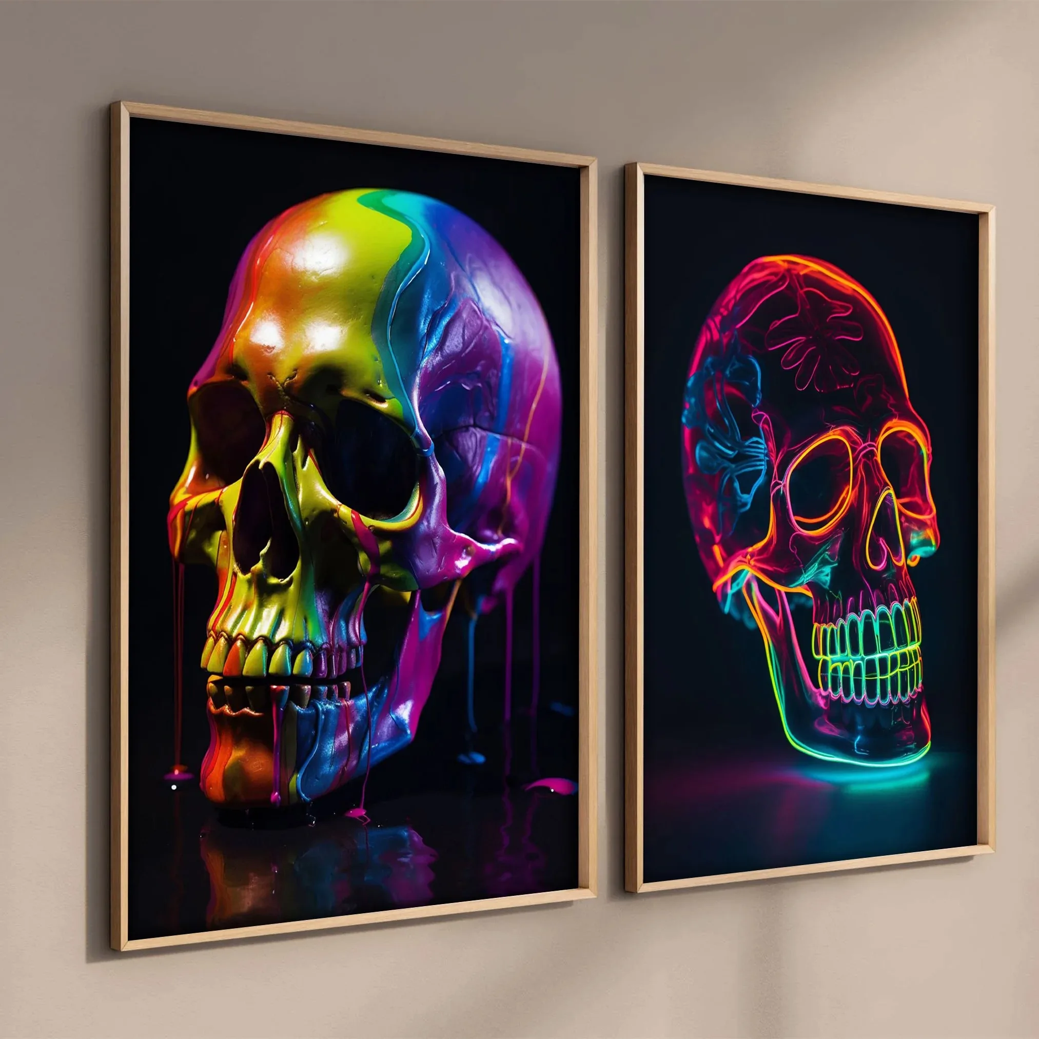 Скандинавский Стиль Ретро ​​неоновый Череп Абстрактное Искусство Постер