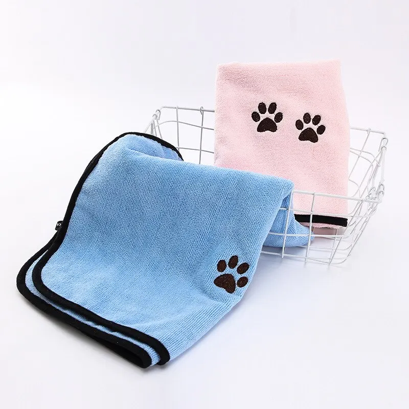 

For Ultra-absorbent Dog Bath Towel Quick-drying Paw Print Bath Dog Shower Bathrobe Absorbent Towel Pet Drying Towel Pet Supplies
