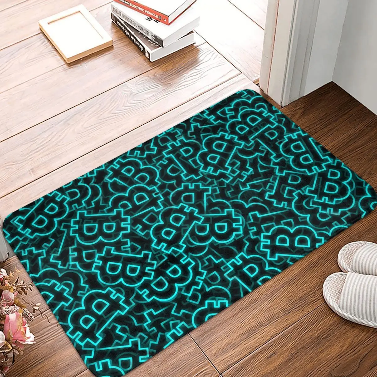 

Bitcoin Kitchen Non-Slip Carpet Camouflage Art Culture Living Room Mat Entrance Door Doormat Floor Decor Rug
