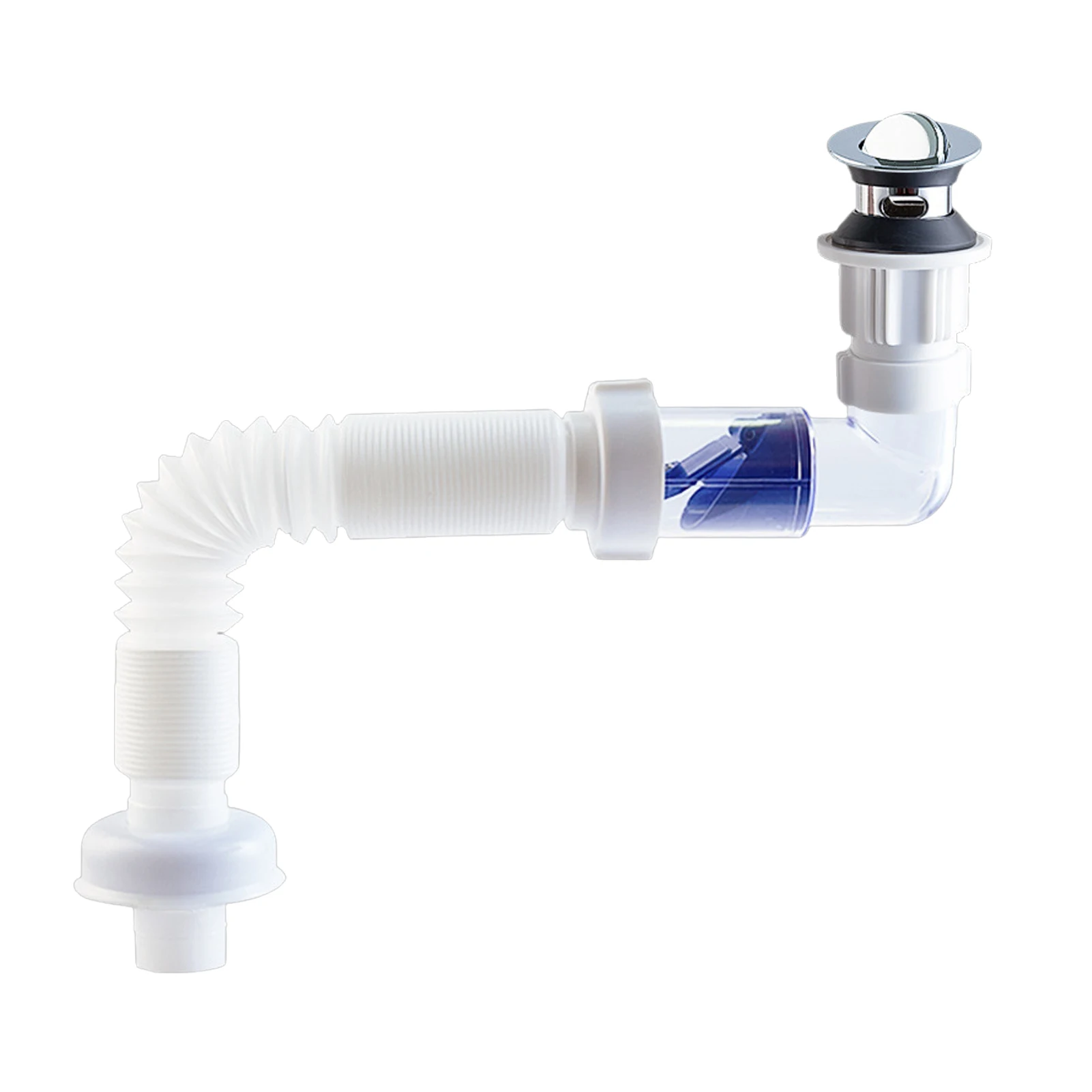 

Flexible Sink Drain Pipe Deodorant Strainer Drain Pipe Quick Drainage And Anti-Odor Design Adjustable P Trap For Kitchen Sink