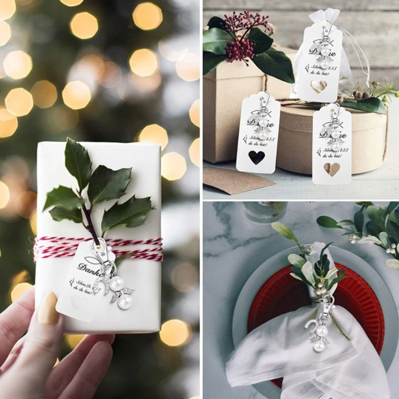 

F19D 20Pcs/30Pcs Angel Keychain Christening Gift Keyring with Horseshoe Pendant