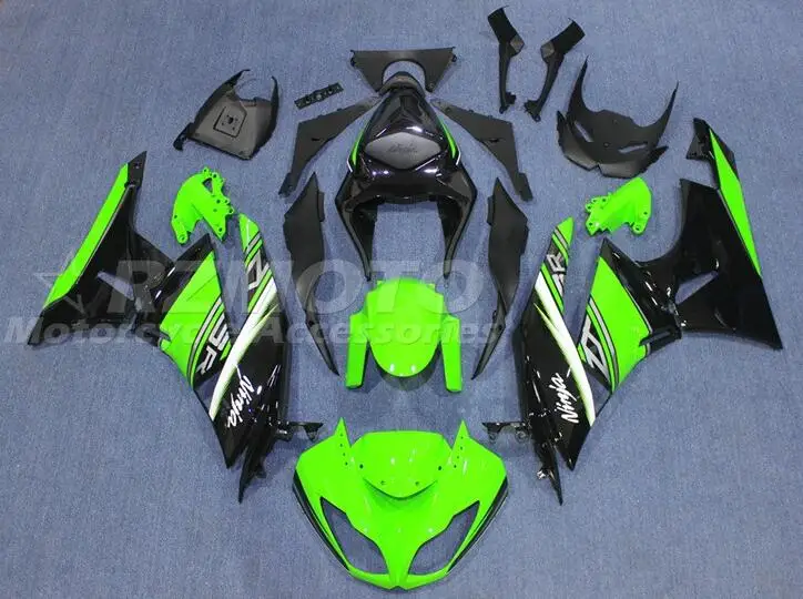 

Injection New ABS Fairings Kits Fit For Kawasaki Ninja ZX-6R ZX6R 2009 2010 2011 2012 09 10 11 12 Bodywork Set Black Green UK