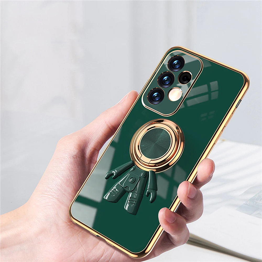 

Luxury Astronaut Case for Samsung Galaxy A22 A32 A42 A52 A72 A13 A33 A53 A73 A14 A54 Shockproof Plating Cover with Finger Holder