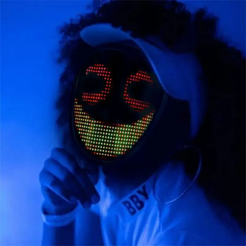 

Мерная маска RGB, светящаяся маска для лица, меняющая лицо, полноцветный дисплей, флэш-карта, маска «сделай сам», для Хэллоуина