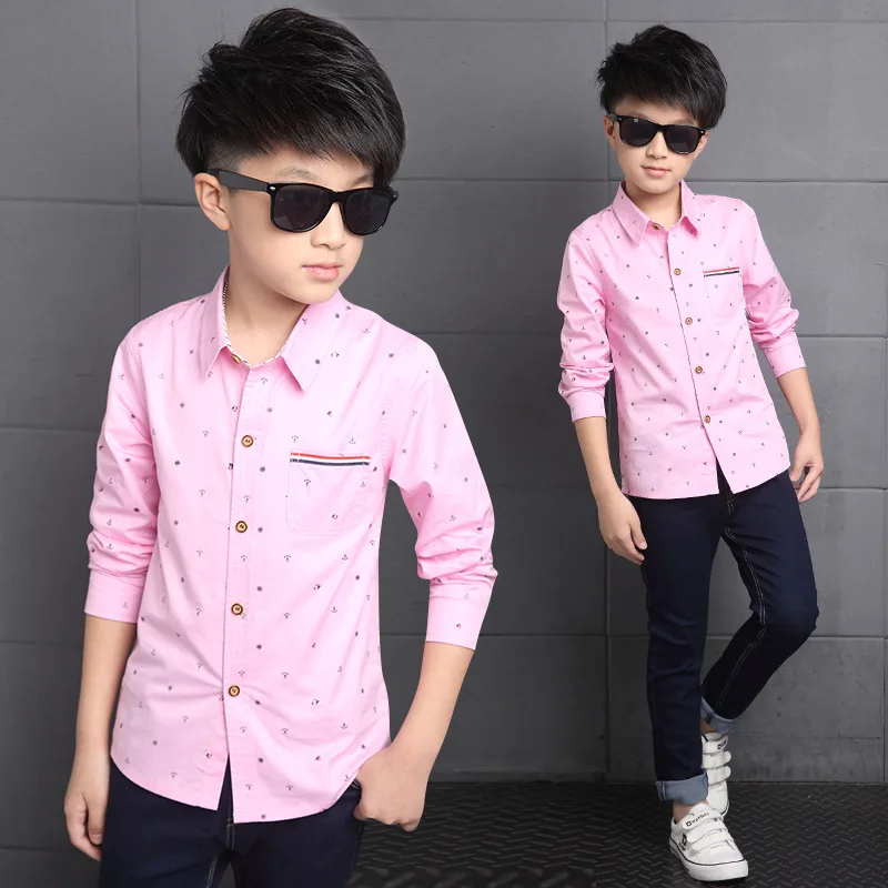 New 2022 Spring Autumn Long Sleeve Boys Blouses Breathable 100% Cotton Kids Children Shirts 5-15 Years Kids Shirts Boys Shirts images - 6