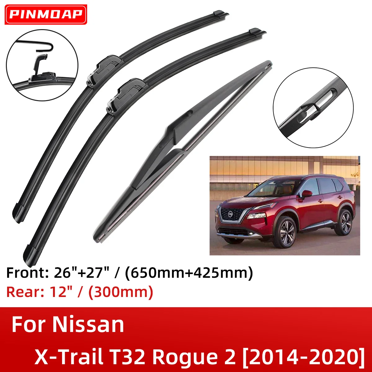 Щетки стеклоочистителя Передние Задние для Nissan X-Trail T32 Rogue 2 2014-2020 26 + 17 12 дюймов 2016
