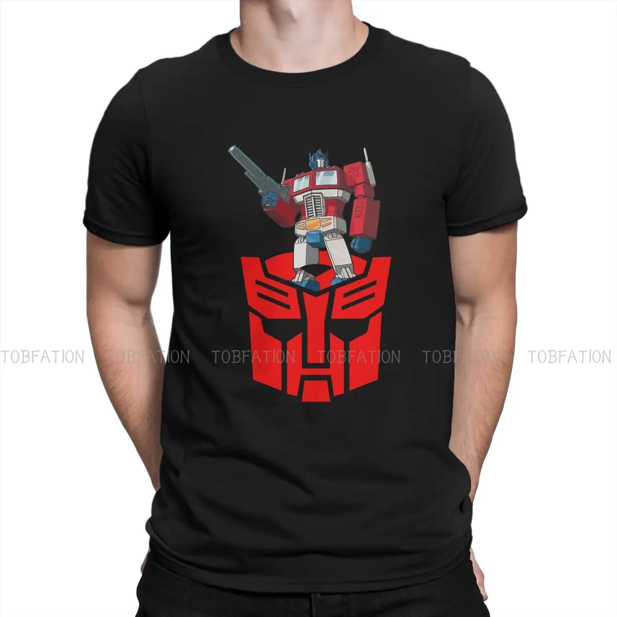

Red Logo Transformers Autobots Film T Shirt Classic Gothic Large Crewneck TShirt Harajuku Men's Short Sleeve