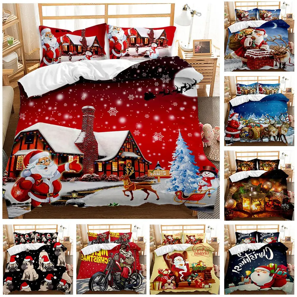 

Christmas Bedding Set Snowflakes Duvet Cover Set Cute Gingerbread Women Cherry Stars Pattern Design Merry Christmas Bedding Set