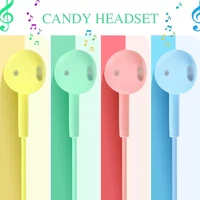 candy colors 3 5mm wired control earphones sports running headset stereo in ear media player music earphone with mic microphone