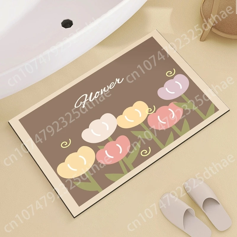 

Tree Flower Super Absorption Mats Waterproof Carpet Non Slip Bath Rug for Home Decor Kitchen Bedroom Diatom Entrance Door Mat