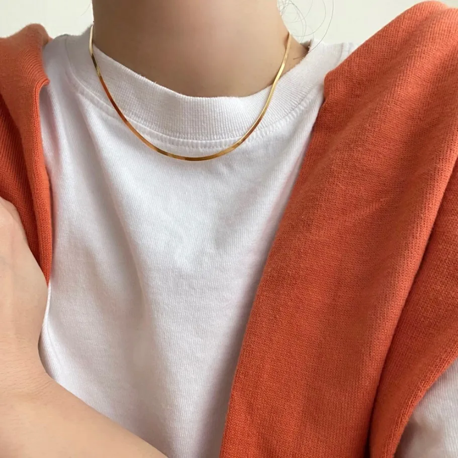 SHANICE 100% стерлинговое серебро S925 плоское ожерелье золотое водостойкое кипячее