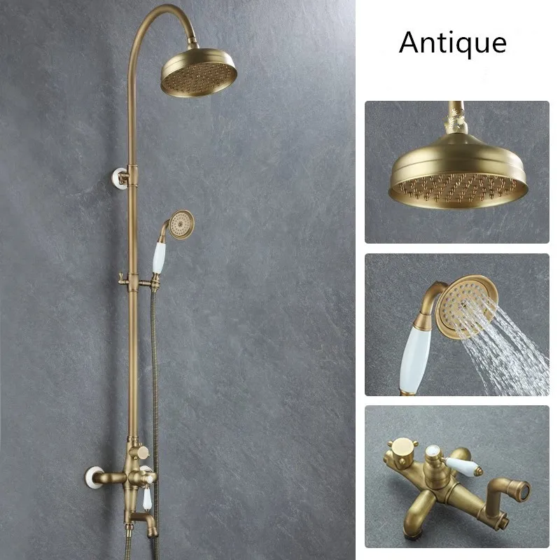 Tuqiu антикварный набор смесителей для душа в ванной комнате латунный материал