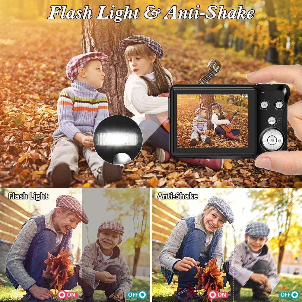 

Digital Camera 30MP 1080P Compact Camera 2.7 inch Pocket Camera,8X Digital Zoom Rechargeable Small Digital Cameras for Ki
