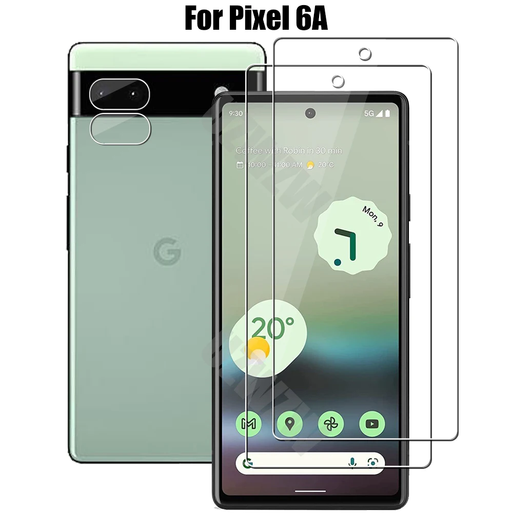 4 in 1 For Google Pixel 7 6 6A 5 4A 5A 5G 4 XL 4XL (2pcs) Tempered Glass Screen Protectors & (2pcs) Camera Lens Protective Film