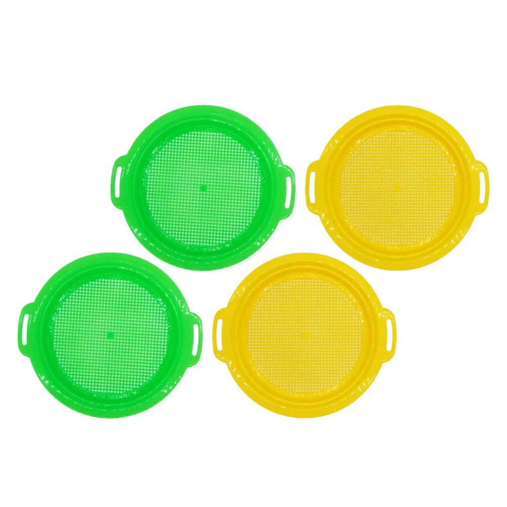

4 Pcs Sand Sieve Strainer Toy Suit Kids Plastic Playes Mesh Screen Beach Toys Summer