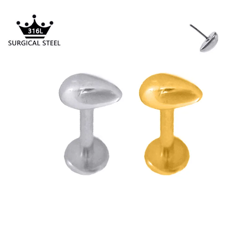 

16/18/20/G 316L Stainlesss Steel Push In Labret 16G 18G Tiny Water Drop Threadless Lip Piercing Tragus Stud Earring Body Jewelry