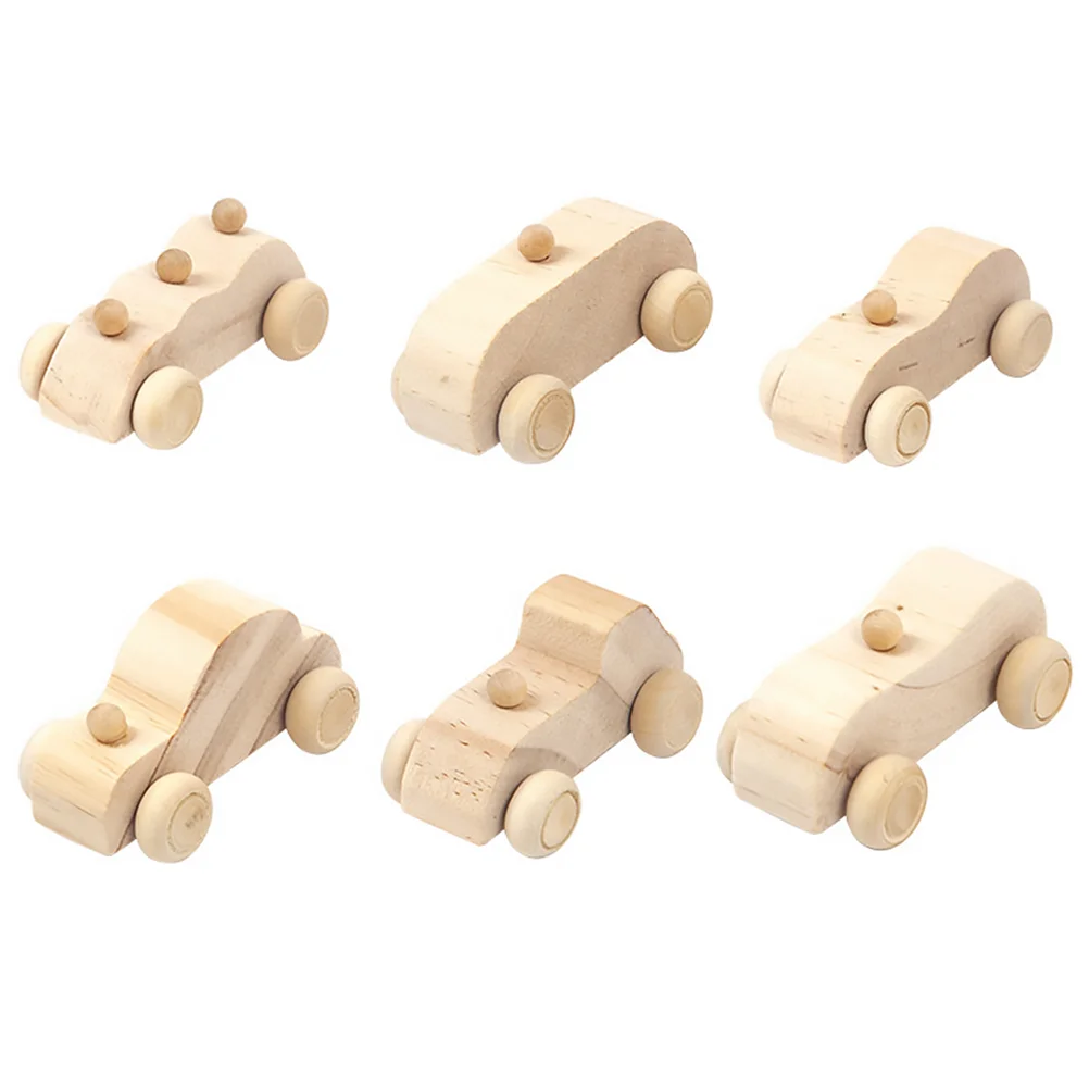 

6Pcs Wood Car Educational Children Art Craft Supplies Kids Painting Toy Child Gift