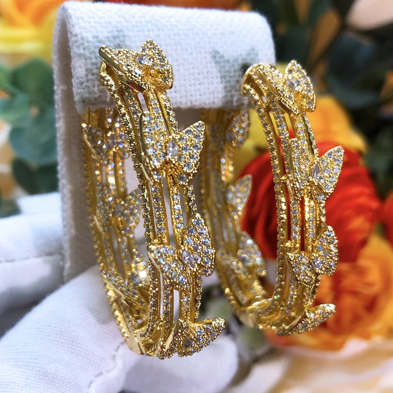 Женские круглые серьги-обручи Siscathy, роскошные круглые серьги с фианитами в форме бабочки, роскошные ювелирные украшения