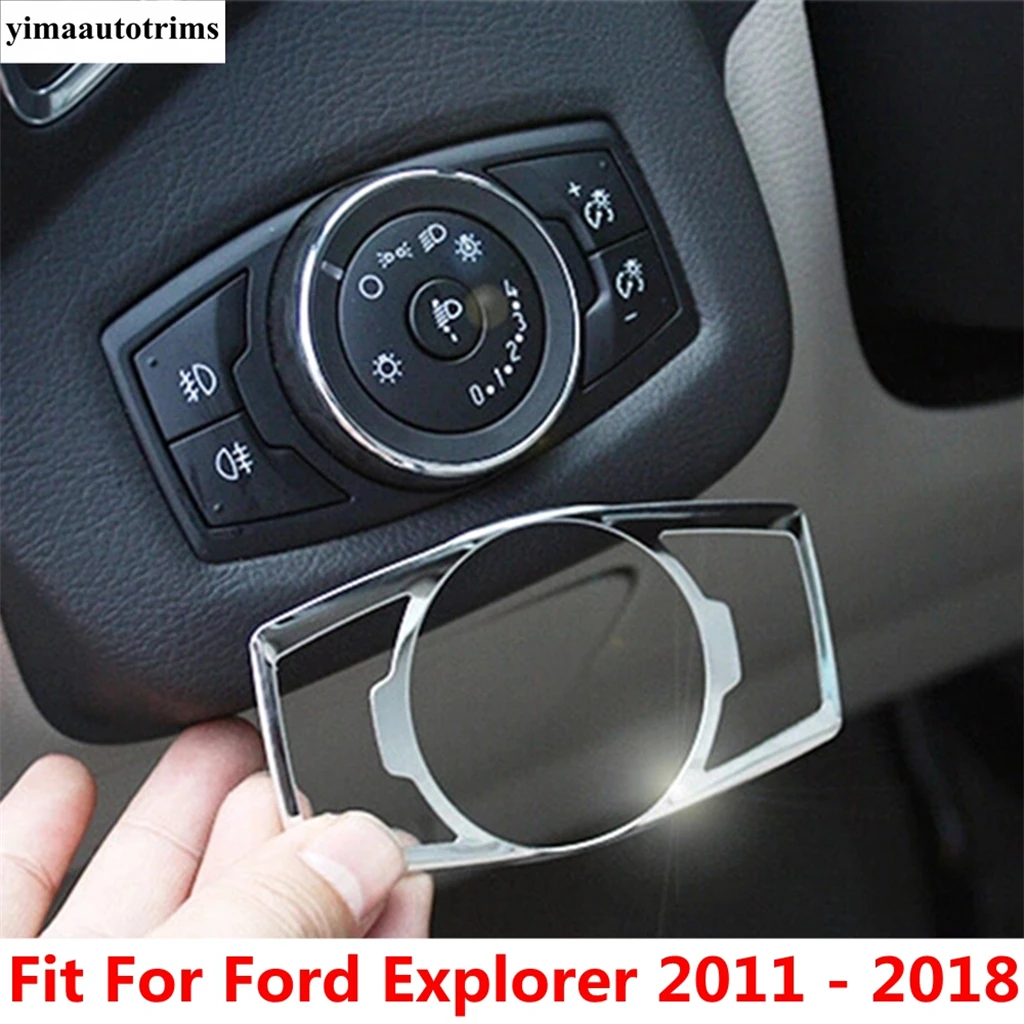 

Head Light Lamp Switch Button Frame Decoration Cover Trim For Ford Explorer 2011 - 2017 Stainless Steel Interior Accessories