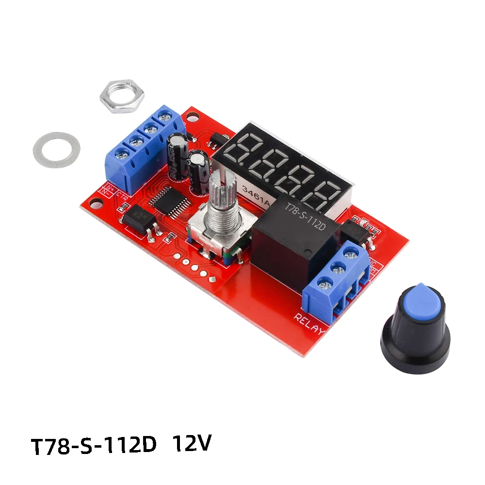 

Регулируемый релейный модуль с временной задержкой, постоянный ток 5 В, 12 В, 24 В, 10 А, стандартный цифровой таймер запуска, переключатель управления импульсным циклом, источник питания