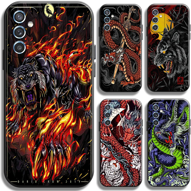 

Fashion Dragon God Tiger Phone Case For Samsung Galaxy M10 M11 M12 M20 M22 M30 M30S M31 M31S M32 M51 M52 5G Full Protection