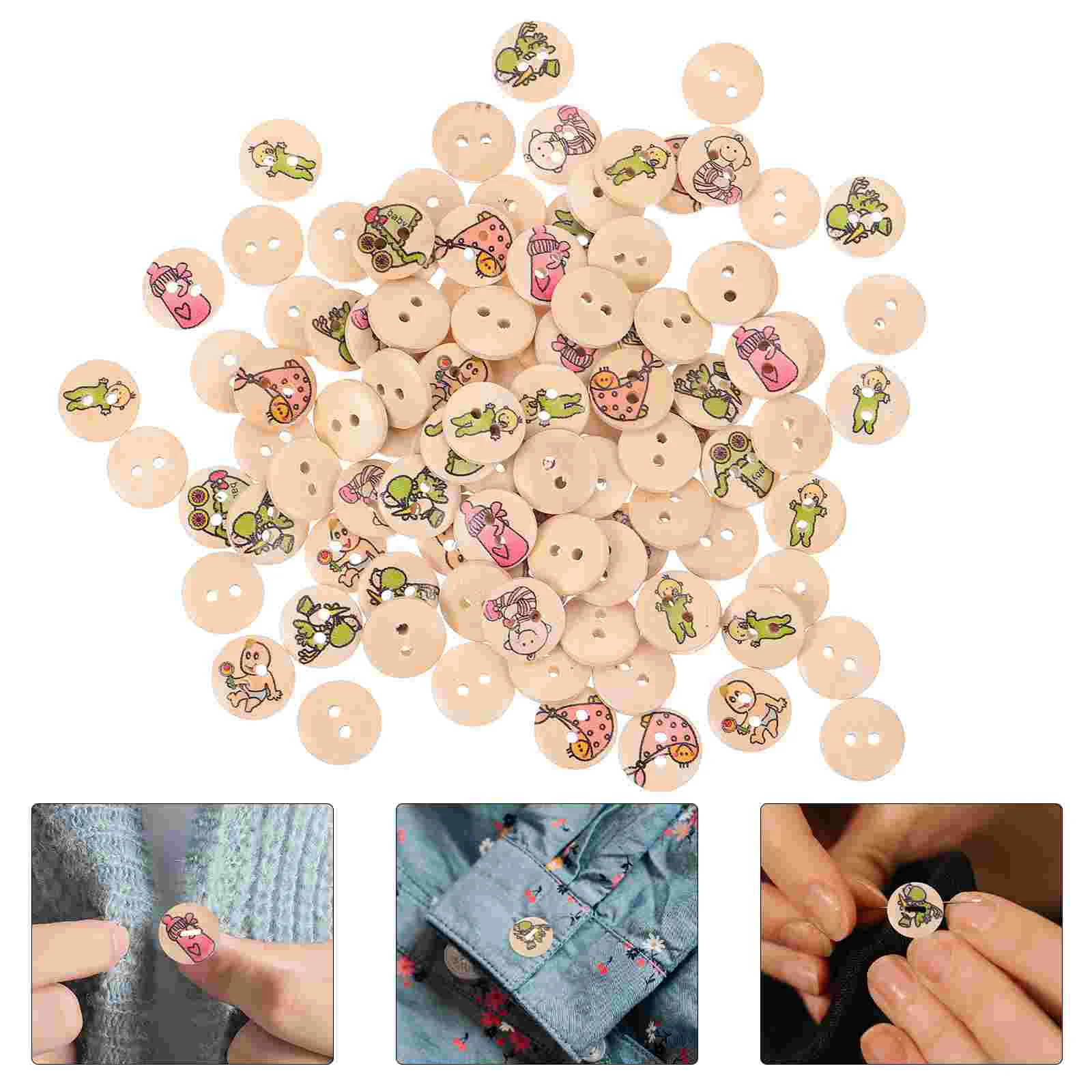 

200pcs Clothing DIY Buckles Infant Patterns Practical Clothes DIY Buttons Sewing Button Supplies for Clothes