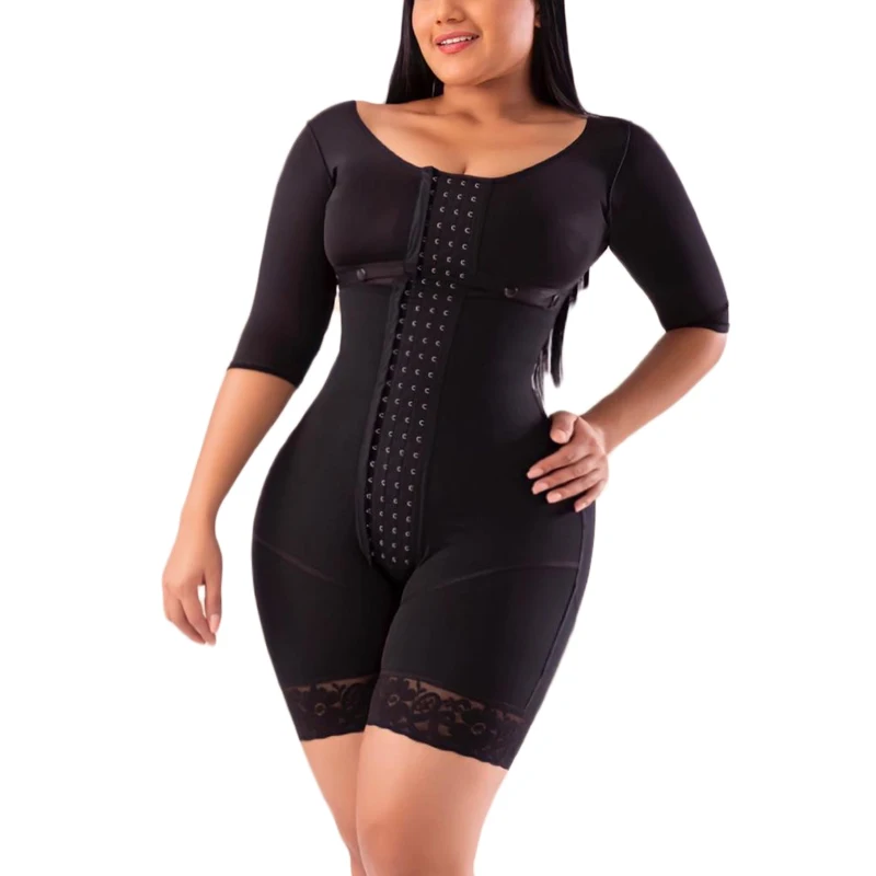 Bra-girdle Combination With Sleeves Front Closure Adjustable Hooks/Fajas Reducing And Shaping Girdles For Women