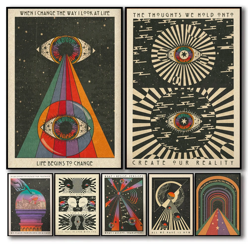Ретро психоделический постер в богемном стиле 70-х годов вдохновляющие цитаты медитация настенные картины холст картина хиппи домашний Декор подарок
